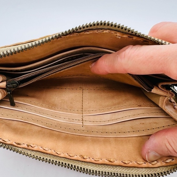 STUDIO CALEIDOSCOPE UNISEX LEATHER ZIP-AROUND ARTISIAN WALLET - Picture 9 of 14